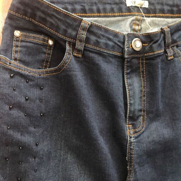 NWT Style Y2K Flare, bottom, jeans with lace and beading stretch. Size 6. ￼ - Picture 3 of 7